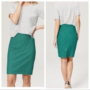NWT LOFT Lace Pencil Skirt Turquoise/Teal